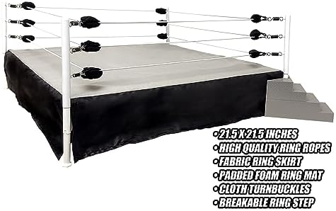Ultimate Wrestling Ring Playset With Barricade, Ring & Commentators Tables | Build a Complete Wrestling Figure Arena with a 21.5 Inch Ring