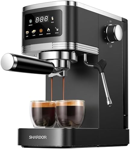 SHARDOR Espresso Machine 20 Bar, Professional Espresso Machine with Milk Frother and Touchscreen, Expresso Coffee Machines with Adjustable Temperature,for Cappuccino, Latte, Stainless Steel, White