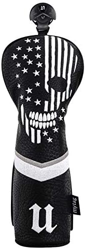 Skull Golf Head Covers Black Synthetic Leather Skeleton Golf Headcovers Set