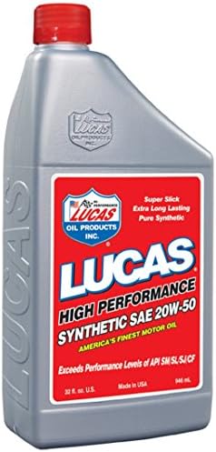 Lucas Oil 10054 SAE 20W-50 Synthetic Racing Oil - Bottle, 1 Quart (32 Ounces)