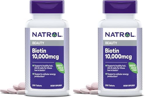 Natrol Biotin 10000mcg, 4X Faster Dissolve Supplement for Healthy Hair, Skin and Nails for Those Low in Biotin, Plus Energy Metabolism Support, 60 Tablets, Up to a 60 Day Supply