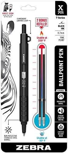 Zebra Pen STEEL X-701 Tactical Ballpoint Pen, Black Ink, 0.7mm, 1-Pack