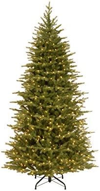 National Tree Company 7.5ft Pre-Lit Nordic Spruce Slim Christmas Tree | 600 LED Lights, 3, 268 Tips, 10 Light Functions, Foot Pedal, Includes Stand