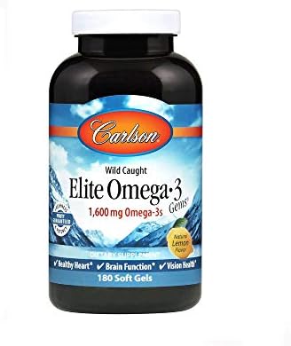 Carlson Elite Omega-3 Gems, 1600 mg, from Norway, Lemon, 90 + 30 Softgels | Omega-3 Fatty Acids Including EPA and DHA; Wild-Caught Fish Oil Supplement; Sustainably Sourced Omega 3 Fish Oil Capsules
