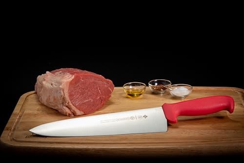 Mundial 5600 Series 10-inch Chef's Knife with Red Polypropylene Handle - Professional Grade Kitchen Essential