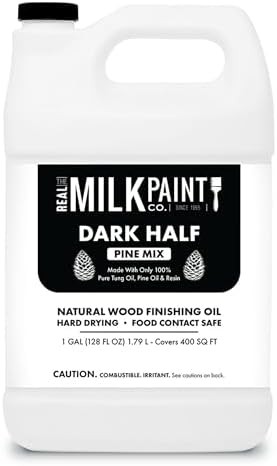 Real Milk Paint Dark Half, Dark Tung Oil and Orange Peel Oil for Wood Finishing, Cutting Boards, Butcher Blocks, Wood Floors, Clay, Stone, and Slate, Food Grade, 1 Gallon