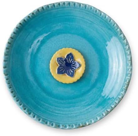 Topadorn 2" Depth Ceramic Birdbath & Birdfeeder for Small Birds Outdoors