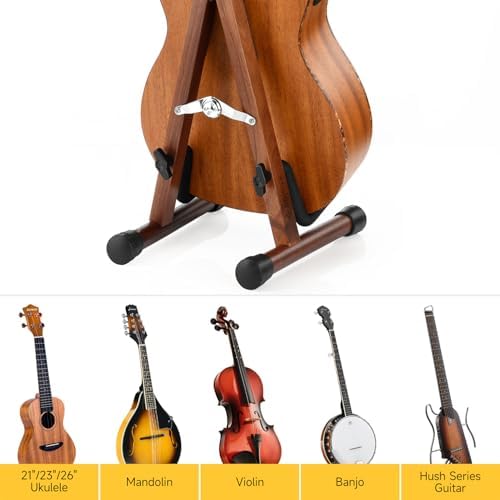 Donner Wood Ukulele Stand Mini Guitar Stand for Violin, Hush Guitar, Mandolin, Banjo, Folding Floor Stand A-Frame Holder for Small Musical Instruments
