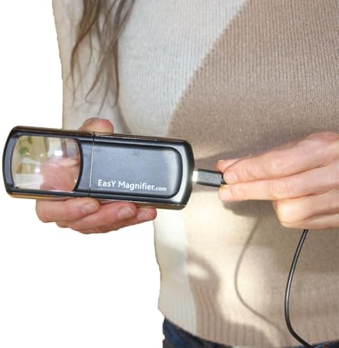 Small Rechargeable Magnifying Glass with LED Light 3.0X, Lighted Handheld Magnify Glasses for Reading Fine Prints & for Close Work