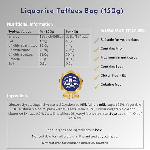 Walkers' Nonsuch Liquorice Toffees | with Condensed Milk & Black Treacle | Imported from the UK | Traditional British Candy | Old Fashioned Licorice