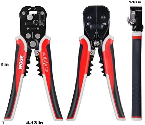 WGGE WG-014 Self-Adjusting Insulation Wire Stripper. For stripping wire from AWG 10-24, 3 in 1 Automatic Wire Stripping Tool/Cutting Pliers Tool