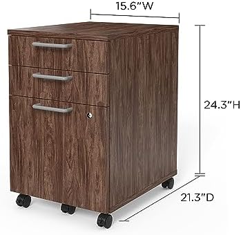 Union & Scale Staples Essentials 3-Drawer Vertical File Cabinet, Letter & Legal Size Documents, Lockable & Mobile, 21.3" D x 15.6" W x 24.3" H, Natural