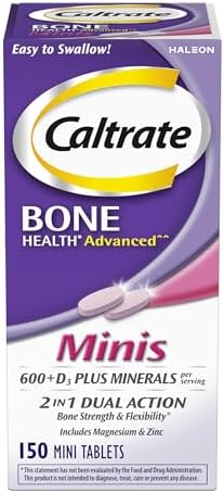 Caltrate Minis 600 Plus D3 Vitamin D and Calcium Supplement Tablets, 150 Ct | Highest Level of Vitamin D3, Maximizes Calcium Absorption to Support Strong Bones and Daily Function