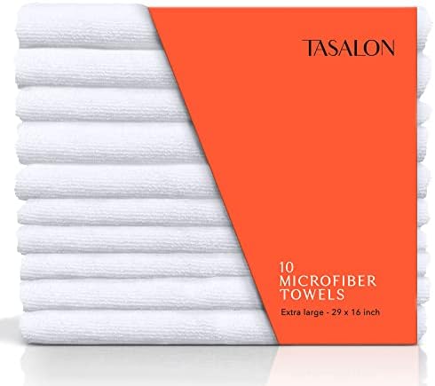 TASALON Microfiber Salon Hair Towels 10 Pack, 29" x 16" Ultra-Soft - Black