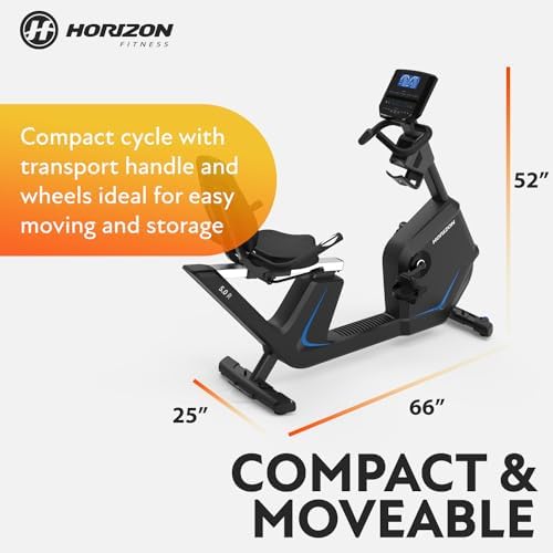 Horizon Fitness 5.0R Recumbent Bike, Fitness & Cardio, Magnetic Resistance Cycling Bike with Bluetooth, Comfort Seat with Lumbar Support