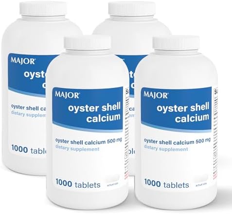MAJOR Oyster Shell Calcium 500mg, Gluten-Free, 1000 Tablets (1-Pack) | Dietary Supplement for Bone Health and Joint Support, Mineral Supplement, Helps Support Healthy Calcium Levels