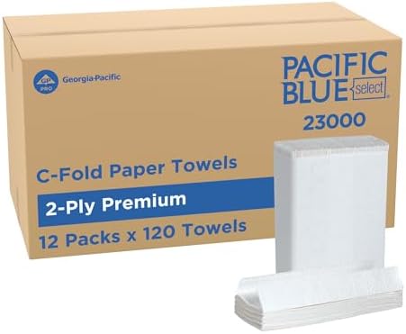 Pacific Blue Select by Georgia-Pacific PRO C-Fold Premium 2-Ply Paper Towels, White, 3.6” Folded Width, 120 Towels Per Pack, 12 Packs Per Case, 23000 | 1440 Sheets Total, 120 Sheets Per Unit, White, High Absorbency, Soft Feel, Dispenser Compatible, Comme…