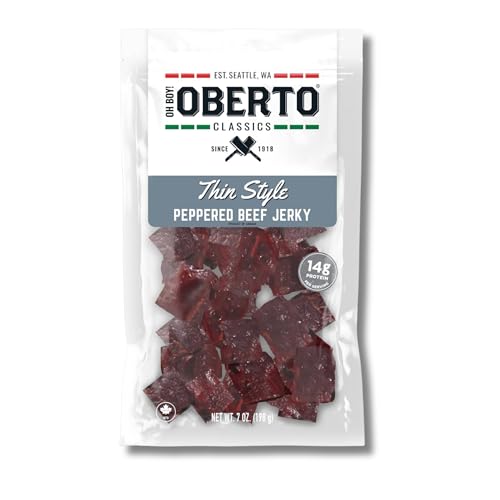 Oh Boy! Oberto Classics Thin Style Peppered Beef Jerky, 1.2 Ounce (Pack of 8)