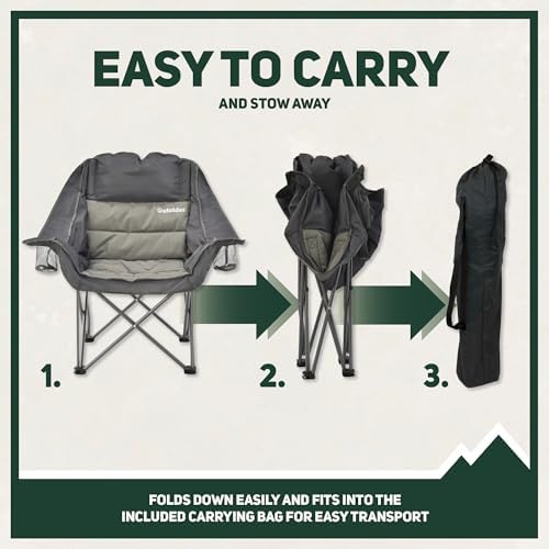 OUTSIDER Oversized Padded Folding Camping Chair | Heavy Duty Padded Outdoor Chair with 400 Lbs Weight Capacity for Camping, Lawn, Balcony, Patio.
