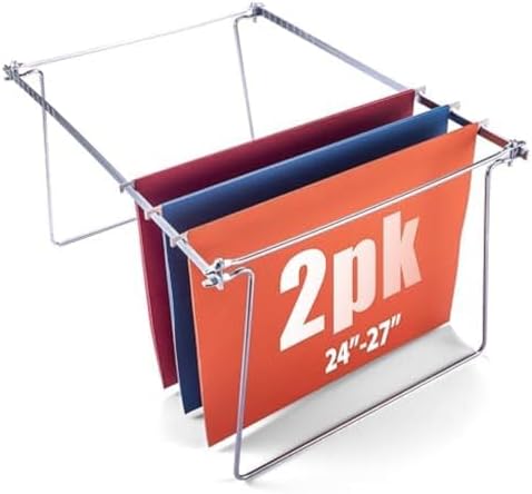 Officemate Hanging File Frame, Letter Size (Fits 24″–27″), Adjustable Heavy-Duty Steel File Drawer Organizer for Desks, Cabinets & Shelves (91964)