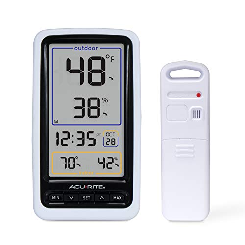 AcuRite Digital Thermometer with Indoor, Outdoor Temperature and Daily High and Lows (00424CA), White