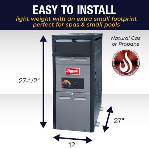 Raypak PR106AENC 105,000 BTU Natural Gas Pool Heater for Above Ground Pool and Spa Elevations 0–4,999 ft (014779)