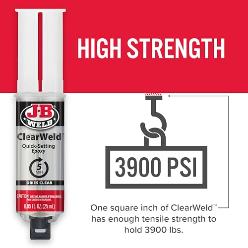 J-B Weld 50112 ClearWeld 5 Minute Set Epoxy Syringe - Clear - 25 ml, 25ml