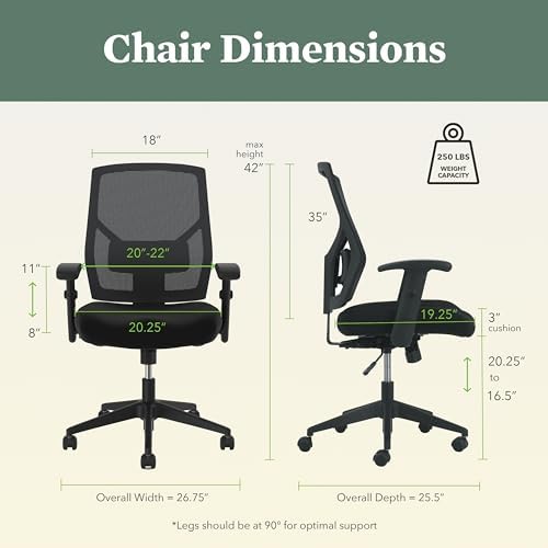 HON Crio Big and Tall Ergonomic Office Chair, Heavy Duty Desk Chair, Black | Big and tall ergonomic office desk chair for desk work, lumbar support, adjustable arms, mesh comfort, 450 lb capacity