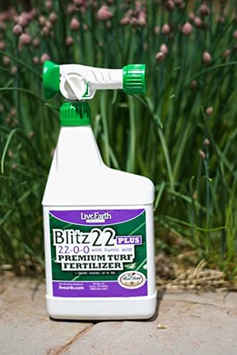 Live Earth Products Blitz 22 Plus Premium Turf Fertilizer, 22-0-0 with Humic Acid, 32 Fl. Oz.