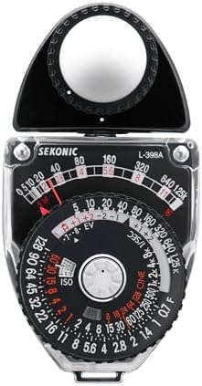 Sekonic L-398A Studio Deluxe III Analog Light Meter, Battery-Free Incident & Reflected Ambient Meter with Amorphous Photocell, Swivel Head