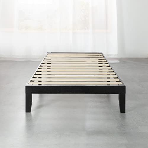 Mellow Naturalista Classic - 12 Inch Solid Wood Platform Bed with Wooden Slats, No Box Spring Needed, Easy Assembly, Queen, Pine