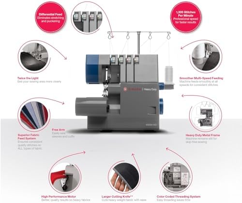 SINGER® X5004-HD Serger Overlock Machine, 2-3-4 Thread Capability