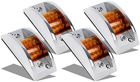 Partsam 4x Sealed Chrome Armored LED Trailer Clearance Light Side Marker Light 12LED Amber