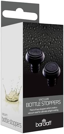 BarCraft Wine Vacuum Pump and Bottle Stoppers Set in Gift Box, 3 Pieces