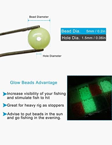 Fishing Beads Assorted Set, 1000pcs 5mm Round Float Glow Fishing Rig Beads Fishing Lure Tackle