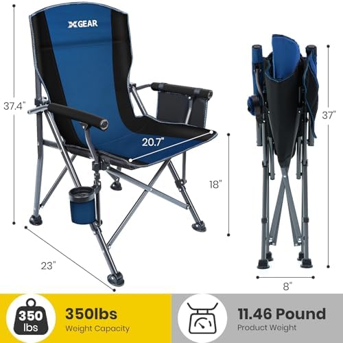 XGEAR Portable Camping Chair for Adutls Outdoor Camp Chairs,Blue