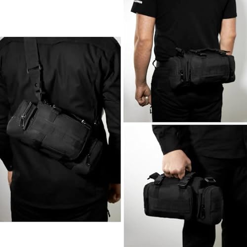 BraveHawk OUTDOORS Bike Handlebar Bag, 900D Nylon Oxford Multi-purpose Waist Bag Water Resistant Bicycle Cycling Pack (Black)