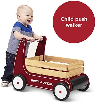 Radio Flyer Classic Walker Wagon, for Kids 1-4 Years Old, Red | Resistance Clickers to Control Speed, Baby Push Walker with Furniture Bumper, For Indoor Play