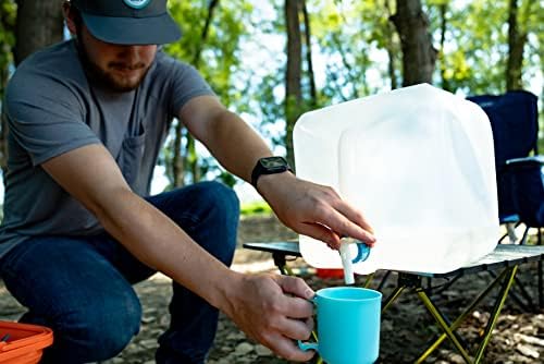 ust 5 Gal Water Carrier Cube with Collapsible, Transparent, Compact Design and BPA Free Construction for Drinking, Bathing, Camping, Hiking and Outdoor Survival