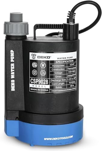 Submersible Utility Water Pump: 1/3HP 2450 GPH Sump Pump High-efficiency Motor Clean Water Removal Drain Pump for Swimming Pool Pond Garden Basement
