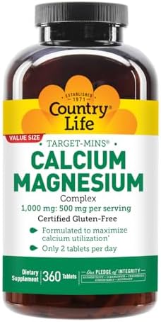 Country Life Target-Mins Calcium Magnesium Complex, 360 Tablets | 2:1 calcium-to-magnesium ratio with 180 convenient daily servings
