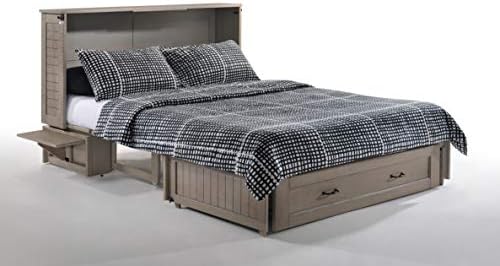 Night & Day Furniture Poppy Brushed Driftwood with Mattress Murphy Cabinet Bed, Queen,