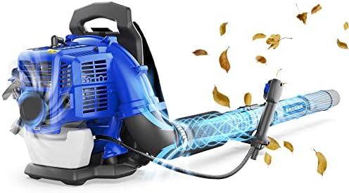 WILD BADGER POWER Leaf Blower Backpack, 43cc Gas Powered Strong Air Flow, Light Weight 17.4 lbs, Ideal for Leaf, Sand, Gravel, Snow, Yard and Driveway