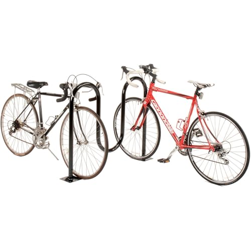 Global Industrial 41"L Wave Bike Rack, Black, Flange Mount, 5-Bike Capacity | Black Powder Coated Steel, Commercial Bike Rack for Stores