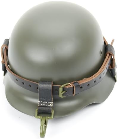 German WWII Helmet Black Leather Carry Strap with Metal Fittings (Helmet not included)