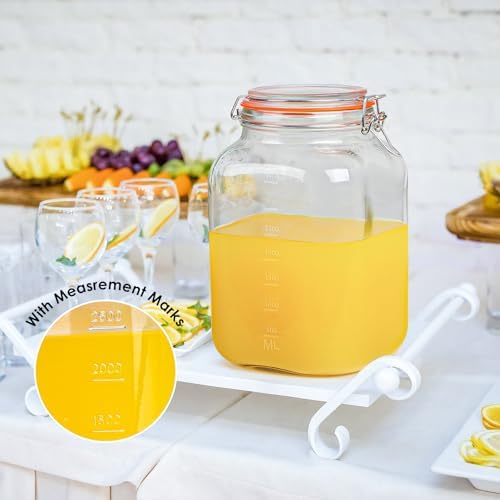 Qianfenie 1.1 Gallon Wide Mouth Airtight Glass Storage Containers with Lids