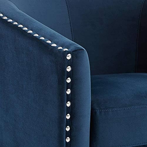 Studio 55D Fullerton Nail Head Trim Navy Blue Swivel Accent Chair