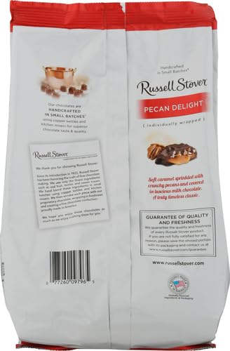 Russell Stover Pecan Delight Gusset Bag 16.10 Ounce Russel Stover Milk Chocolate Covered Candy Pack, Crunchy Pecans and Buttery Caramel Covered In Sweet Milk Chocolate Candy, Individually Wrapped | Individually Wrapped Pieces, Crunchy Pecans, Buttery Car…