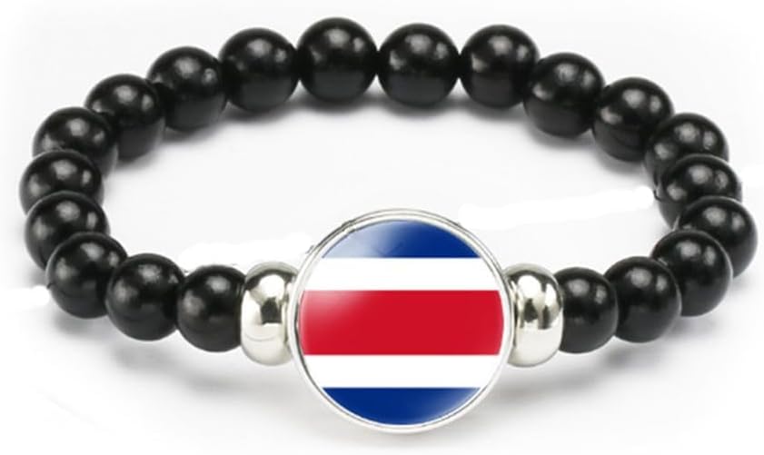 vmcoatdu National Flag Bracelet Elastic Rope Beaded Bracelet Support Your Country Travel Souvenir Gifts for Men Women