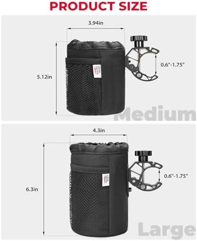 KEMIMOTO Motorcycle Cup Holder, Oxford Fabric Motorcycle Drink Holder with 0.6"-1.5" Alligator Clamp, Universal Water Bottle Cup Accessories for Bike